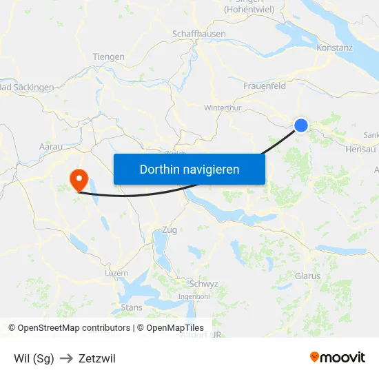 Wil (Sg) to Zetzwil map