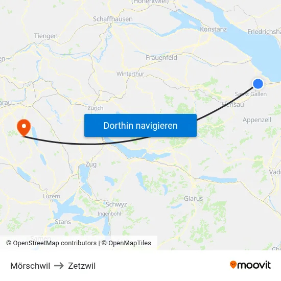 Mörschwil to Zetzwil map