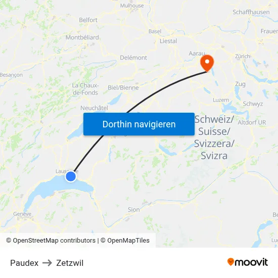 Paudex to Zetzwil map