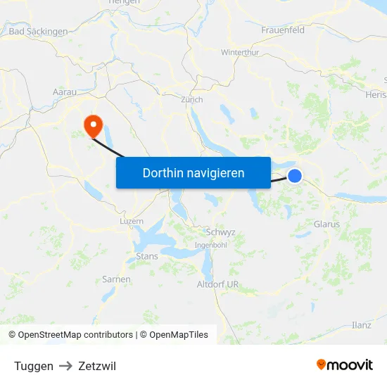 Tuggen to Zetzwil map