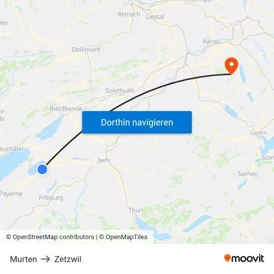 Murten to Zetzwil map