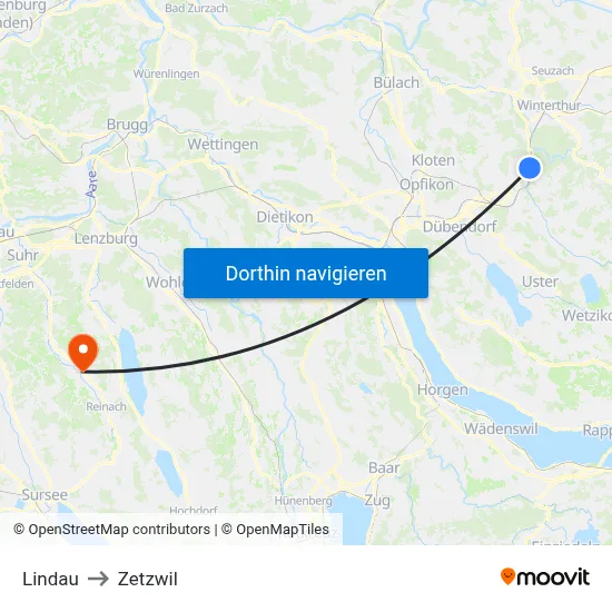 Lindau to Zetzwil map