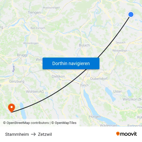 Stammheim to Zetzwil map