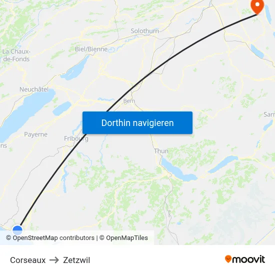 Corseaux to Zetzwil map