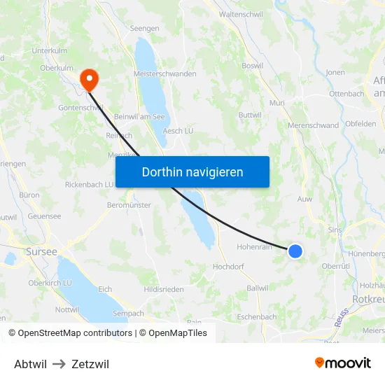 Abtwil to Zetzwil map