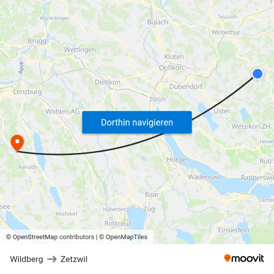 Wildberg to Zetzwil map