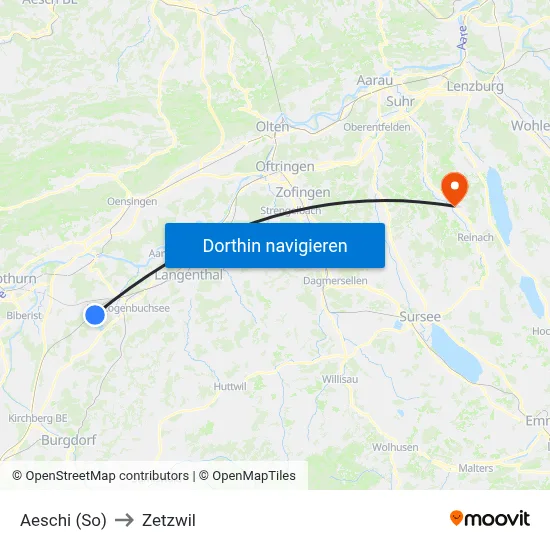 Aeschi (So) to Zetzwil map