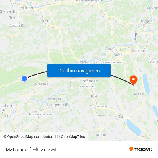 Matzendorf to Zetzwil map