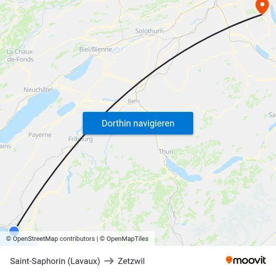 Saint-Saphorin (Lavaux) to Zetzwil map