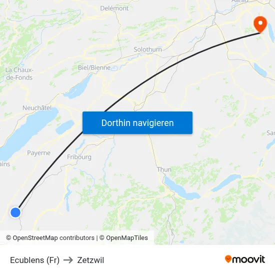 Ecublens (Fr) to Zetzwil map