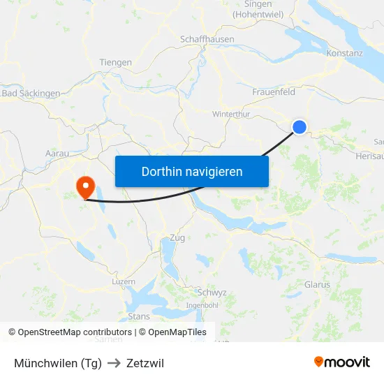 Münchwilen (Tg) to Zetzwil map