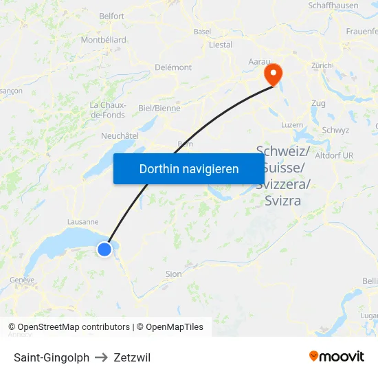 Saint-Gingolph to Zetzwil map