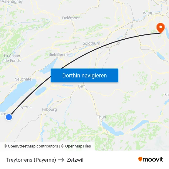 Treytorrens (Payerne) to Zetzwil map