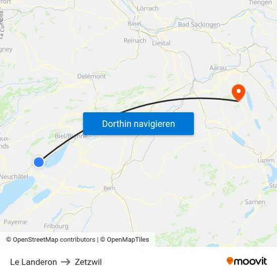 Le Landeron to Zetzwil map