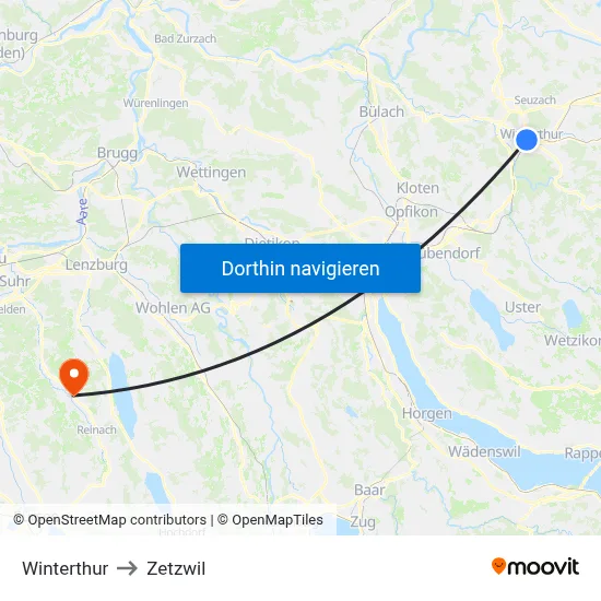 Winterthur to Zetzwil map