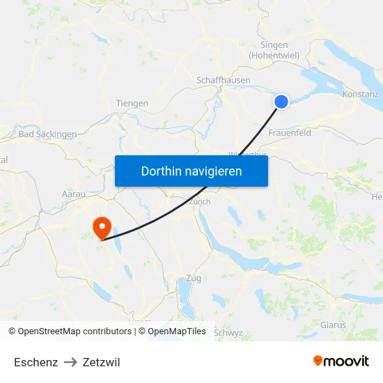 Eschenz to Zetzwil map