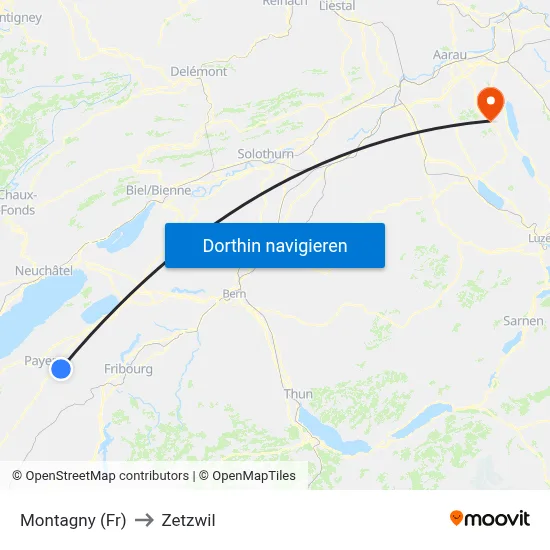 Montagny (Fr) to Zetzwil map
