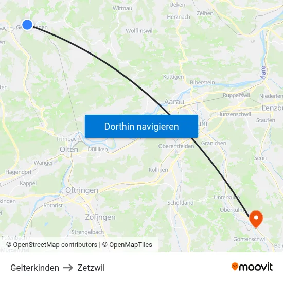 Gelterkinden to Zetzwil map