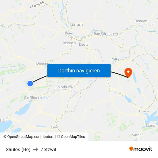 Saules (Be) to Zetzwil map
