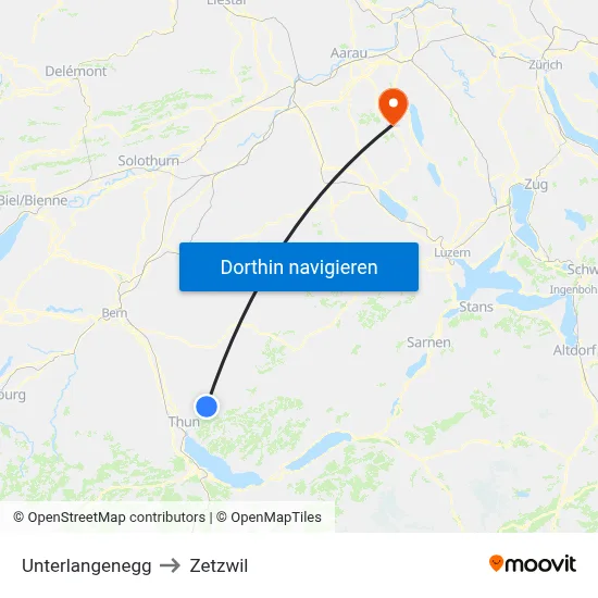 Unterlangenegg to Zetzwil map