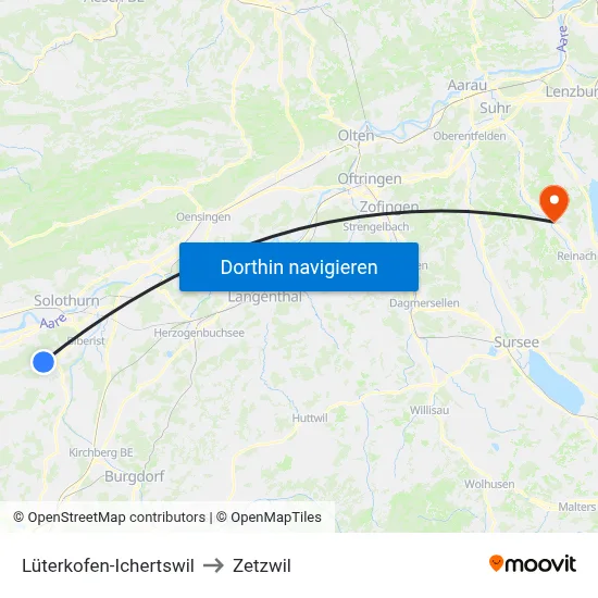 Lüterkofen-Ichertswil to Zetzwil map