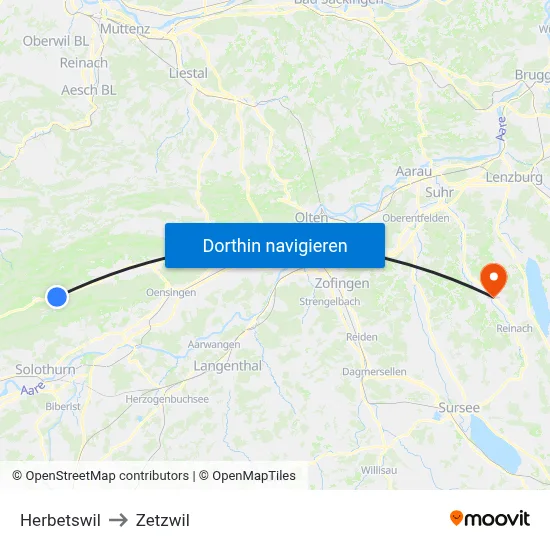 Herbetswil to Zetzwil map