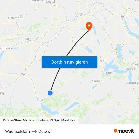 Wachseldorn to Zetzwil map