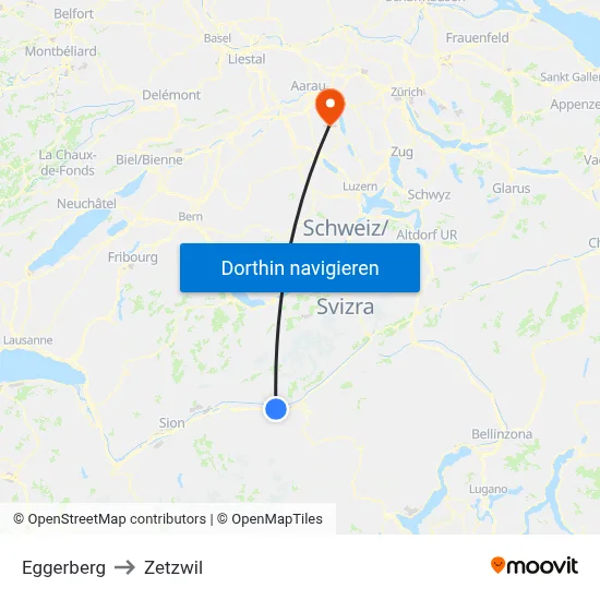 Eggerberg to Zetzwil map
