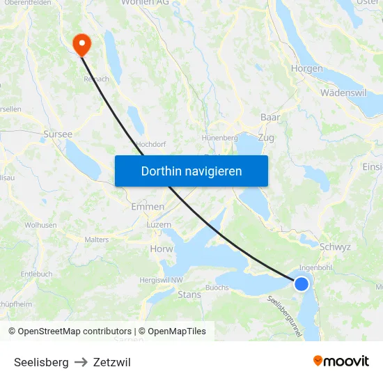 Seelisberg to Zetzwil map