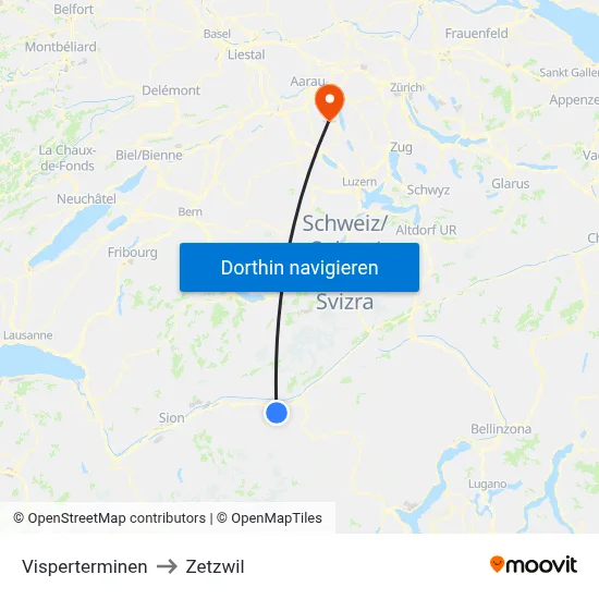 Visperterminen to Zetzwil map