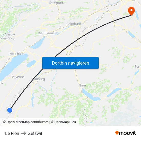 Le Flon to Zetzwil map