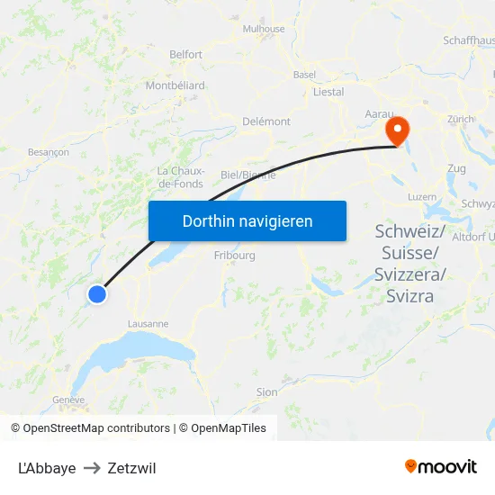 L'Abbaye to Zetzwil map