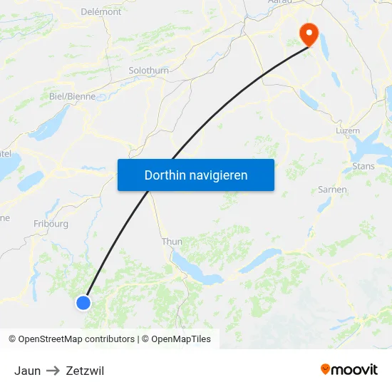 Jaun to Zetzwil map
