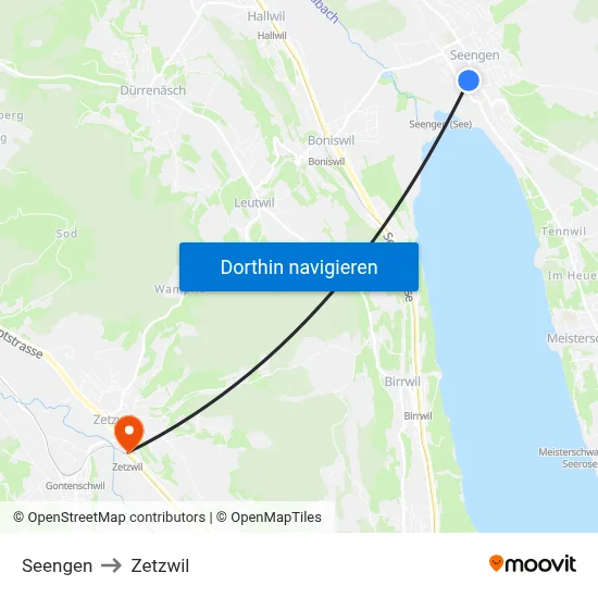 Seengen to Zetzwil map