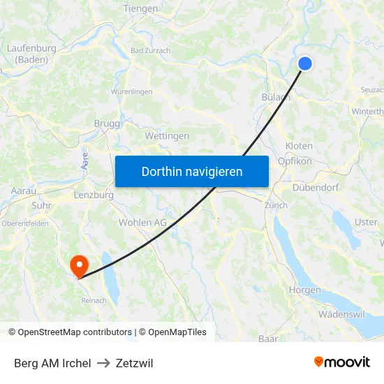 Berg AM Irchel to Zetzwil map