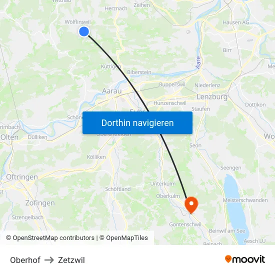 Oberhof to Zetzwil map