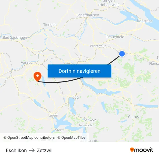 Eschlikon to Zetzwil map