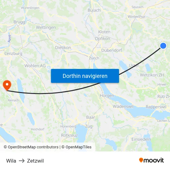 Wila to Zetzwil map