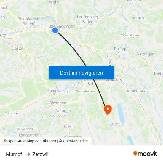 Mumpf to Zetzwil map