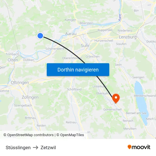 Stüsslingen to Zetzwil map