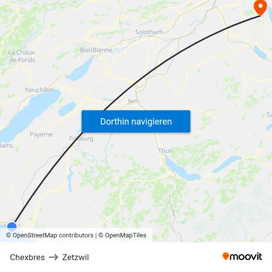 Chexbres to Zetzwil map