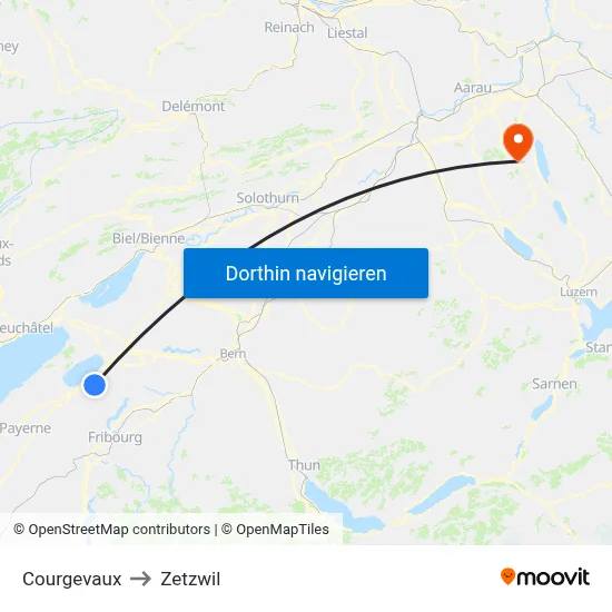 Courgevaux to Zetzwil map