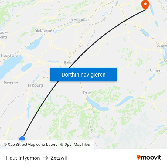 Haut-Intyamon to Zetzwil map