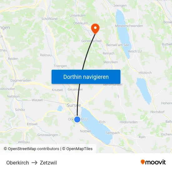 Oberkirch to Zetzwil map