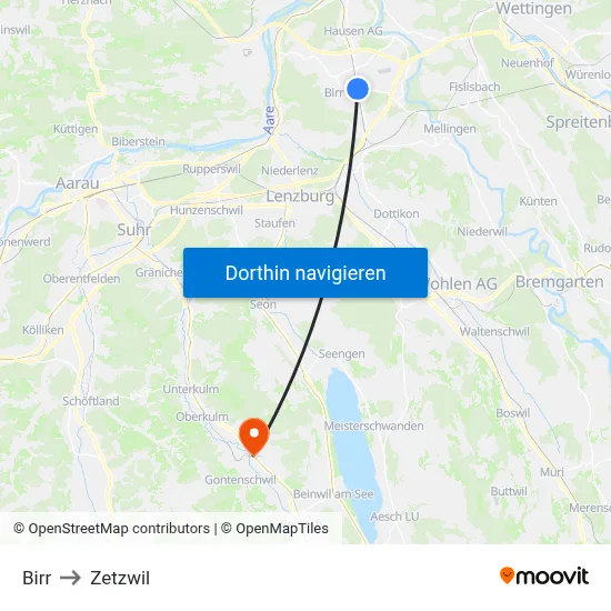 Birr to Zetzwil map
