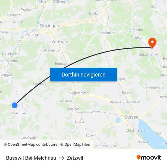 Busswil Bei Melchnau to Zetzwil map