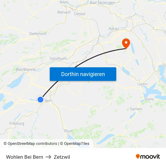 Wohlen Bei Bern to Zetzwil map