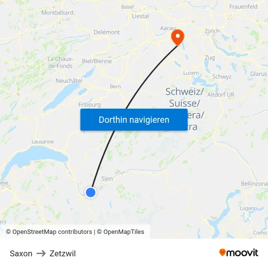 Saxon to Zetzwil map