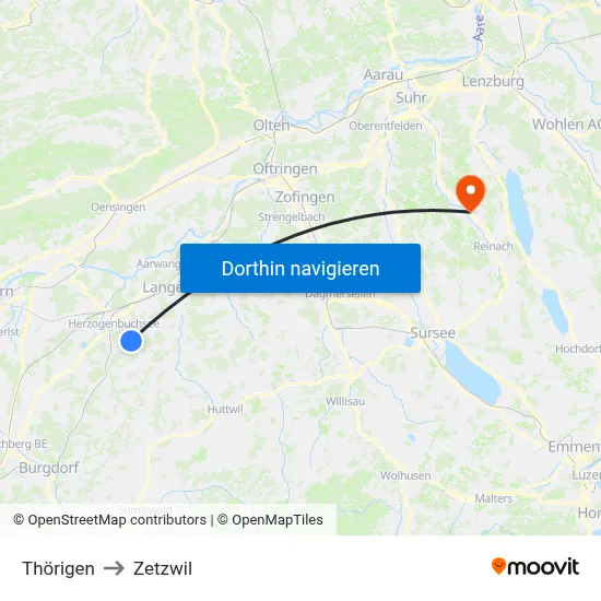 Thörigen to Zetzwil map