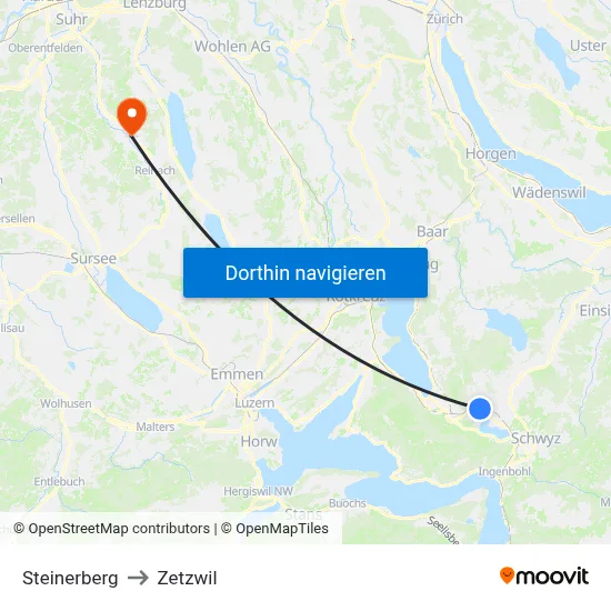 Steinerberg to Zetzwil map
